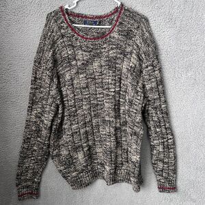 Polo Ralph Lauren Sweater Mens 2XL Beige Black Cotton Ribbed Knit Jumper Vintage